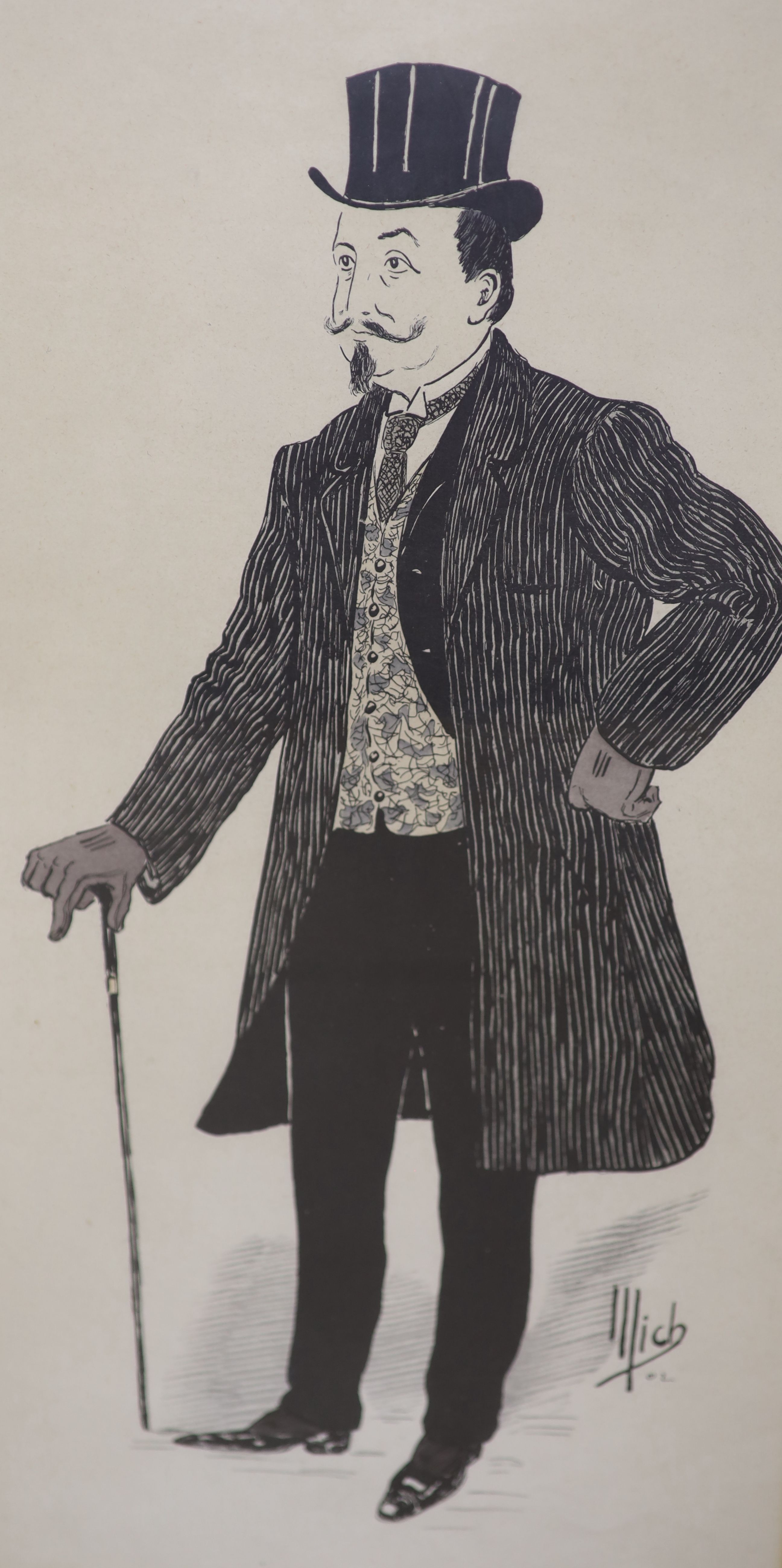 Michel Liebeaux (1881-1923), ten Men's Fashion lithographs, variously framed, with original 1902 portfolio